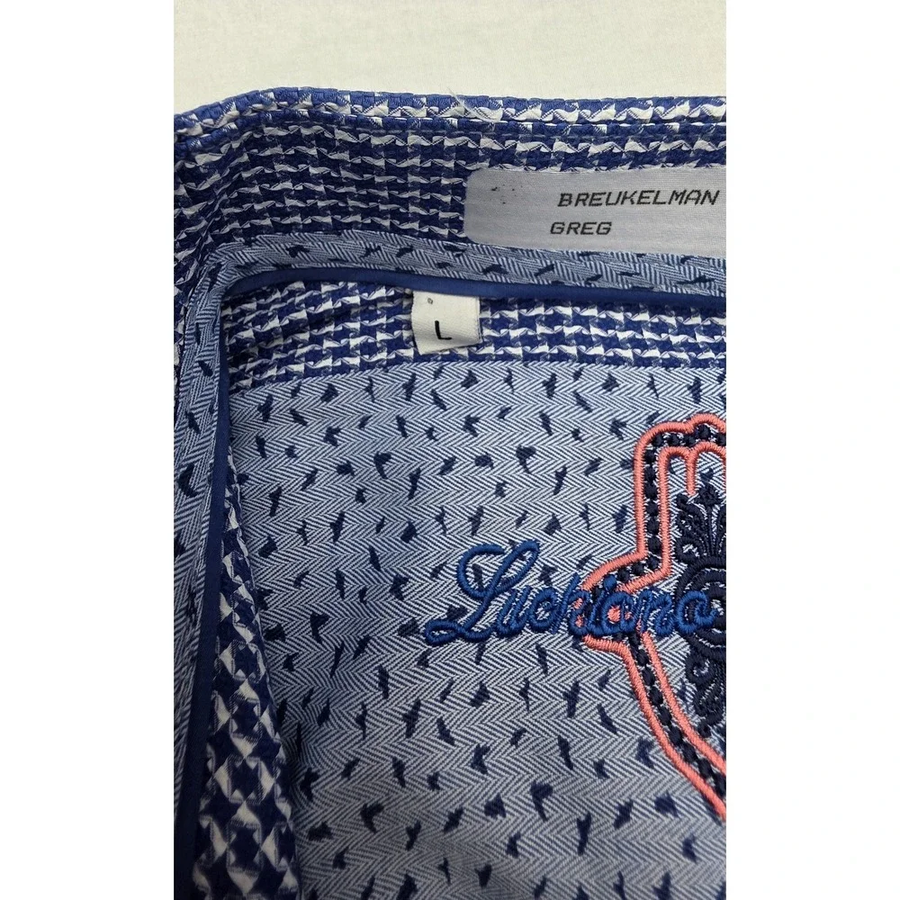 Luchiano Visconti Men's Blue Diamond Pattern‎ Longsleeve Button Down Shirt...